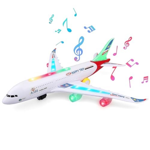 AtomDream Tech Bump and Go Airplane Toy with 4D Lights Sounds Realistic Moving Plane with Automatic Direction Change Interactive Aircraft Toy for Boys Girls Ages 312 Red - Image 5