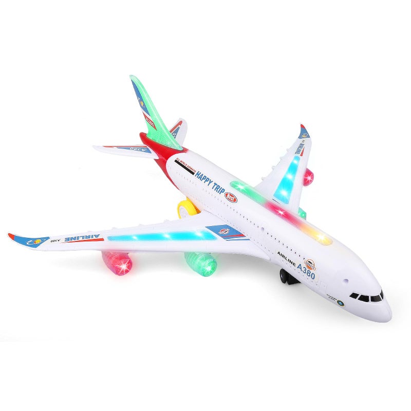 AtomDream Tech Bump and Go Airplane Toy with 4D Lights Sounds Realistic Moving Plane with Automatic Direction Change Interactive Aircraft Toy for Boys Girls Ages 312 Red - Image 3