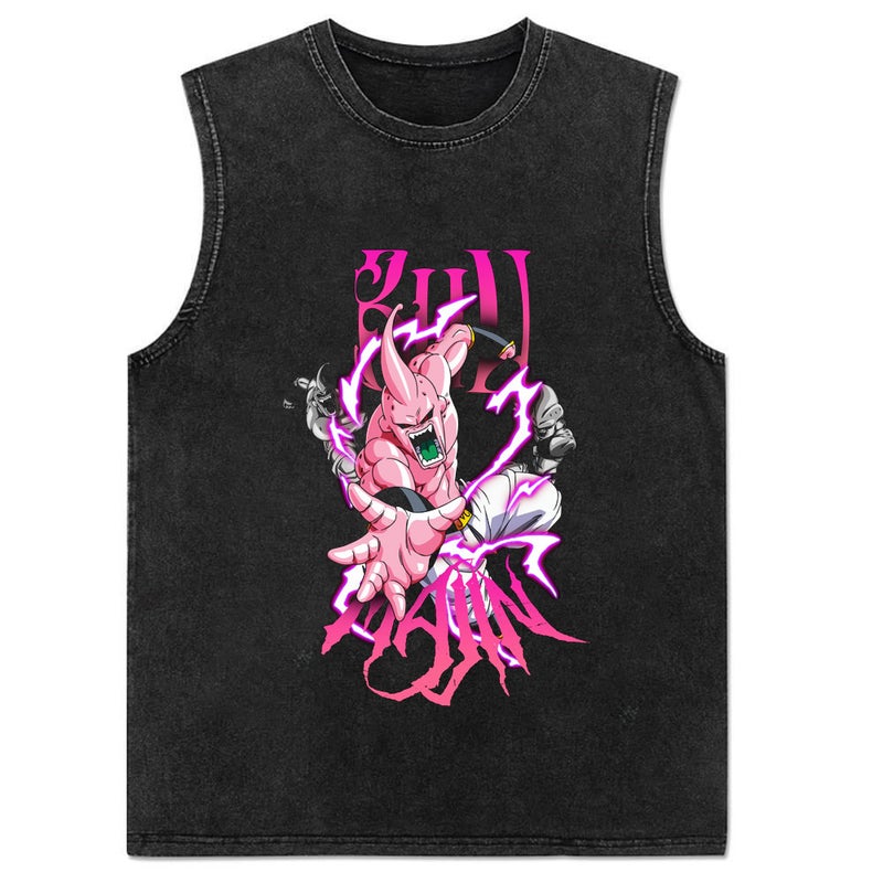 New Summer Cotton Anime Print Mens Tank Top 10 Vintage Black