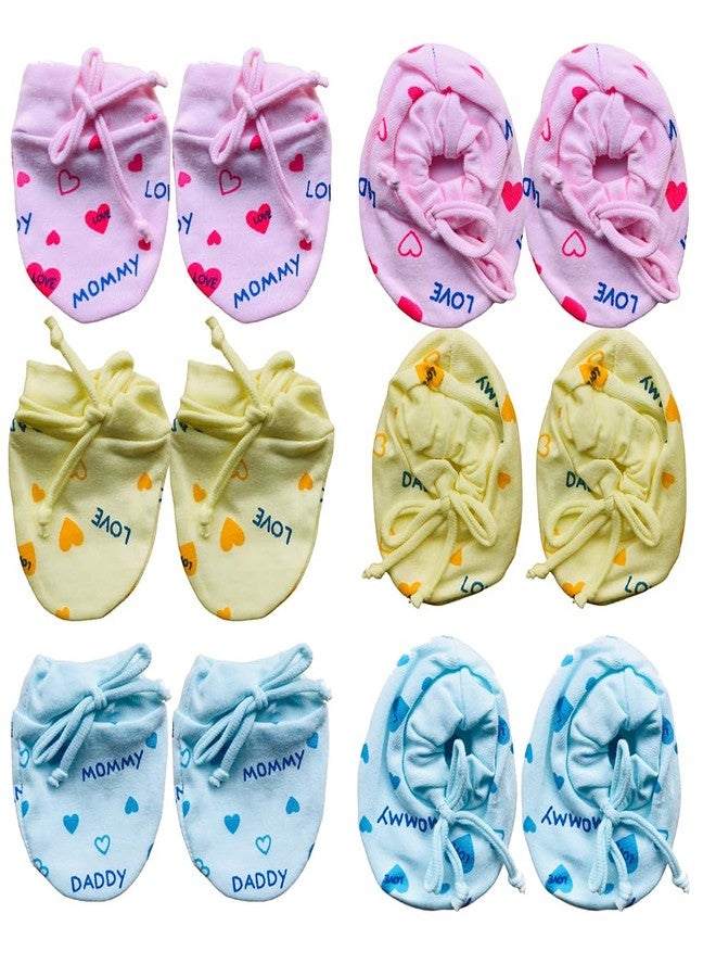 Bigbought Newborn Baby Dori Mittens I Love Mom & Dad Print Infant Toddler Gloves No Scratch Mittens Gloves for 0-6 Months Baby Boys Girls PACL OF 3 SET - Image 1