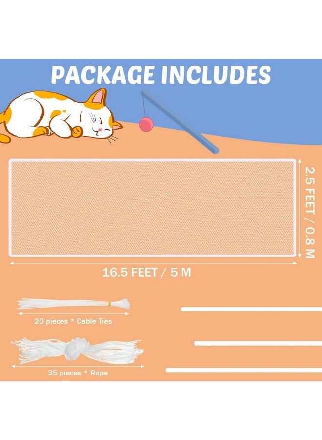 Shappy Balcony Net for Pets 16.5 ft x 2.5 ft Anti Fall Cat Dogs Netting Balcony Mesh Fence Net Screen Protection Crib Mesh for Pets Patios Stairway Clear Stair Banister Guard Apartment(White) - Image 2