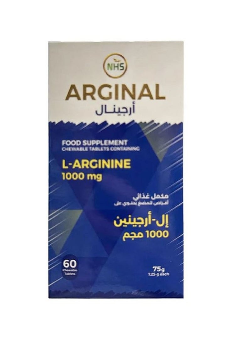 NHS Arginal, L Arginine 1000 Mg - 60 Chewable Tablets - Image 2