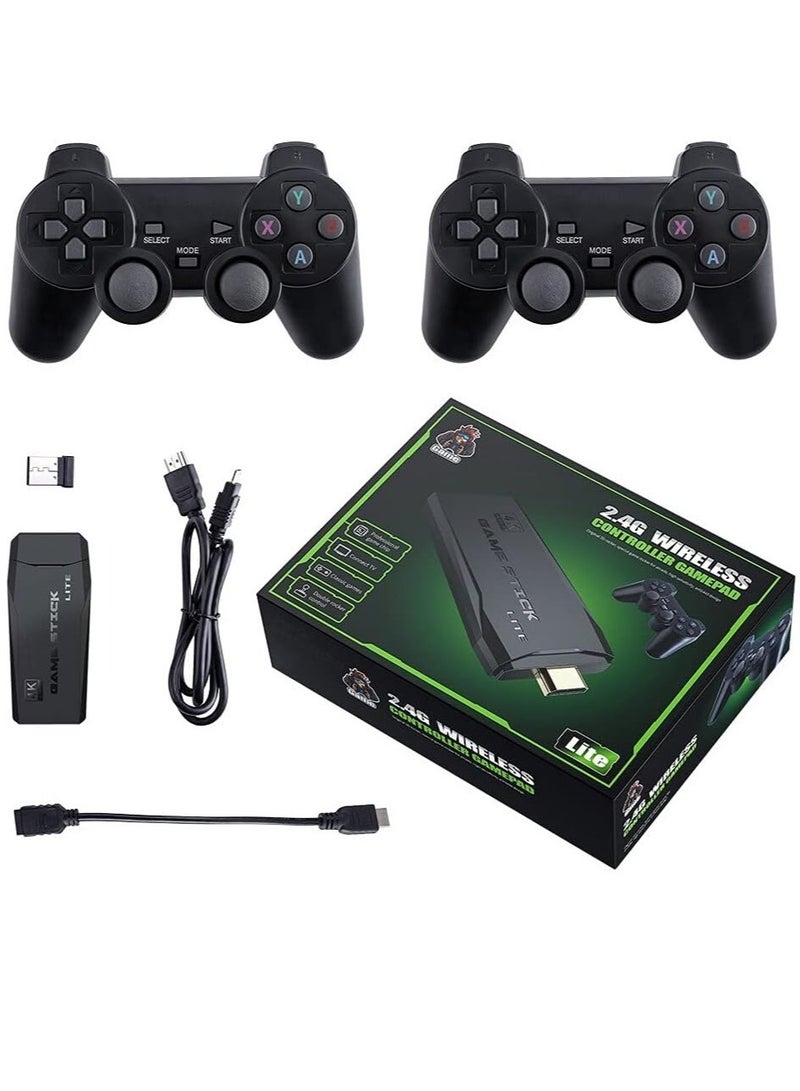 ELTRAZONE 2.4G Wireless Controller Gamepad Console Stick Plug and Play Video Game Stick with 10000+ Games 9 Classic Emulators 4K High Definition HDMI Output for TV with Dual 2.4G Wireless Controllers - Image 1