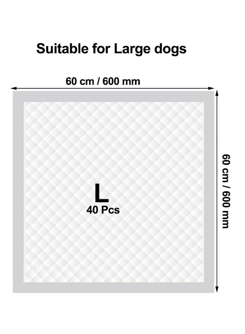 أن ان سي بيتس حصيرة تدريب الحيوانات الأليفة على استخدام المرحاض، 6 طبقات من وسادات التبول المقاومة للتسرب للكلاب الكبيرة، مقاومة للتمزق والتحكم في الرائحة، 40 قطعة من وسادات الحيوانات الأليفة للاستخدام مرة واحدة للمنزل والسفر، مرحاض مريح للكلاب، 60 سم (أبيض) - Image 3