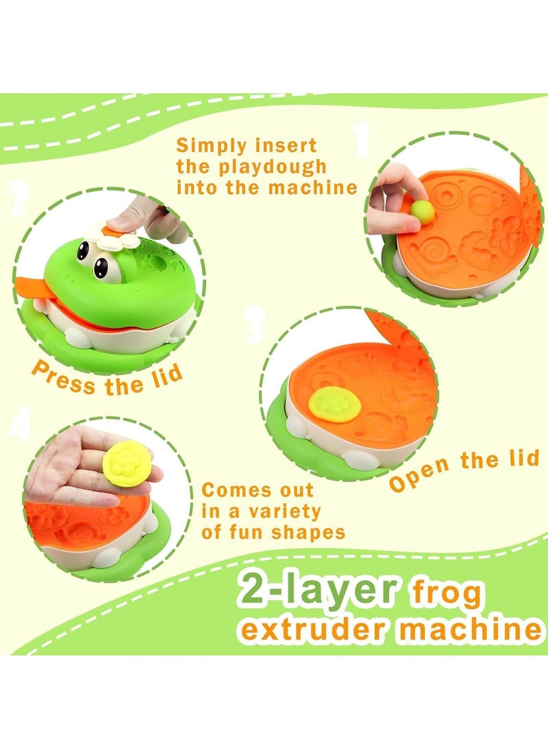 18 Pcs Playdough Set for Kids Ages 4-8 with Frog Maker Machine Burger Kitchen Creations Play Dough Bulk Molds and Color Dough DIY Handmade Toys Kit for Toddler Set - Image 5