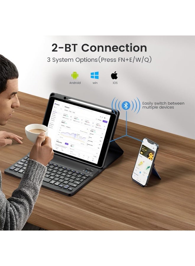 Muzz Wireless Keyboard Case with Arabic and English Layout, Rechargeable Bluetooth, Slim Stand Cover,Keyboard Case For (iPad Pro 9.7-inch 1st 2016) - Image 4