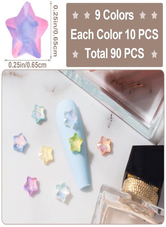 Mxxipp 90pcs Aurora Star Nail Charms for Women, 3D Resin Stars Nail Art Rhinestones Nail Gems, Colorful Shiny Star Nail Jewels Decoration Accessories Supplies for Nail Art DIY Craft - Image 2