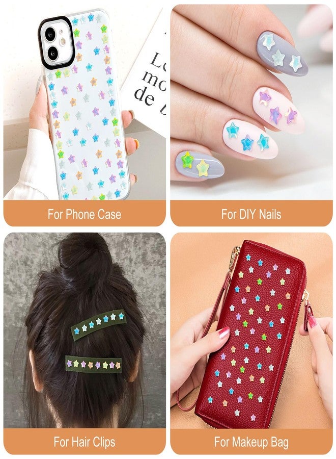 Mxxipp 90pcs Aurora Star Nail Charms for Women, 3D Resin Stars Nail Art Rhinestones Nail Gems, Colorful Shiny Star Nail Jewels Decoration Accessories Supplies for Nail Art DIY Craft - Image 3