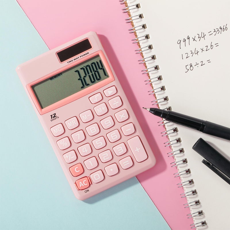Mr. Pen - Standard Function Solar Calculator  12 Digits  Light Pink  Pocket Size - Image 5