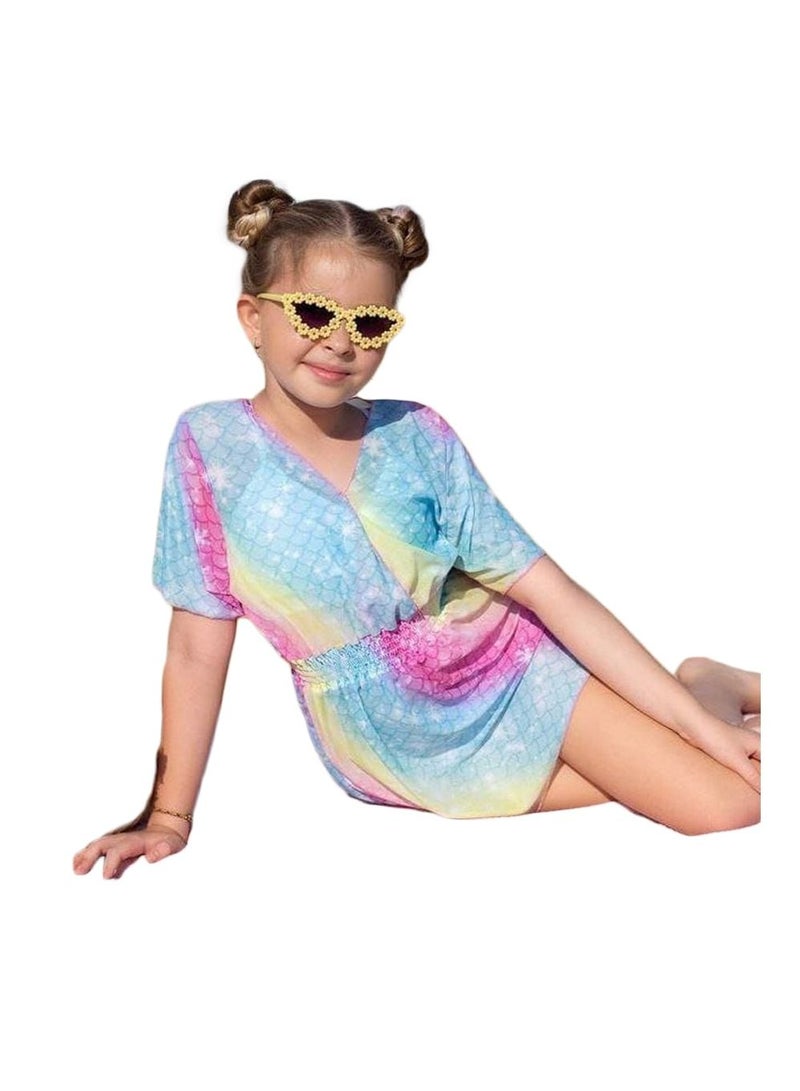 كاش مايوه بناتي متعدد الالوان رسمة قوس قزح