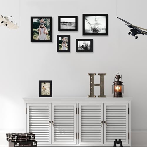 iRahmen 8x10 Picture Frame Set of 4, High Definition Glass Black Picture Frame, 8 x 10 Wood Rustic Photo Frames for Horizontal or Vertical Table Top and Wall Mounting - Image 2
