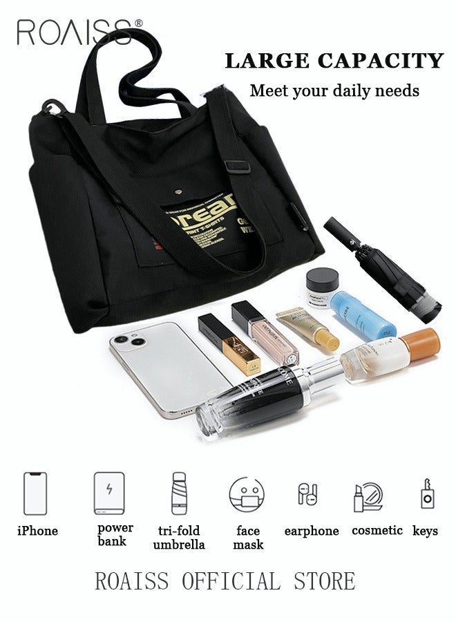 roaiss Large Capacity Shoulder Bag Durable Macaron Color Scheme Smooth Zipper Solid Color Tote Bag - Image 5
