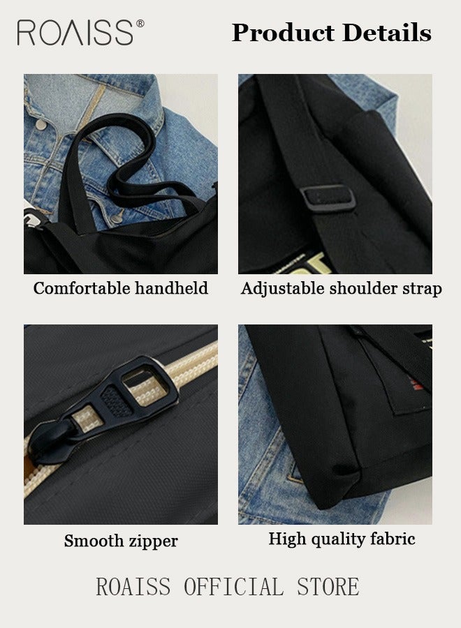 roaiss Large Capacity Shoulder Bag Durable Macaron Color Scheme Smooth Zipper Solid Color Tote Bag - Image 4