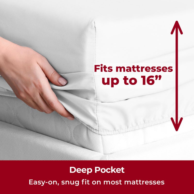 Mellanni Queen Sheets Set - 4 PC Iconic Collection Bedding - Hotel Luxury, Extra Soft, Cooling Bed Sheets - Wrinkle, Fade, Stain Resistant (Queen, White) - Image 4