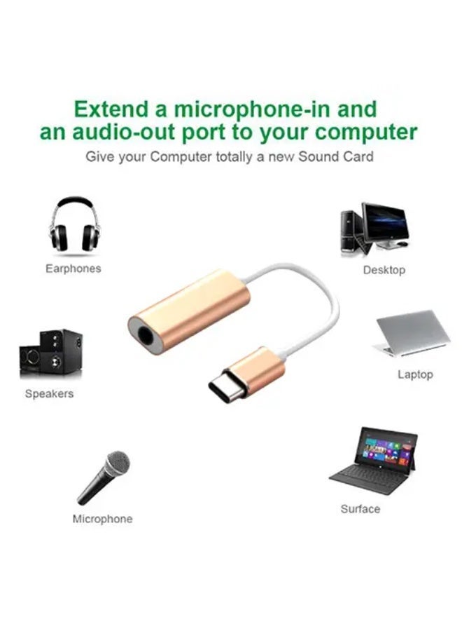 ​كابل كونف محول صوت من النوع C إلى 3.5 ملم - بطاقة صوت خارجية (منفذ AUX أنثى) - Image 2