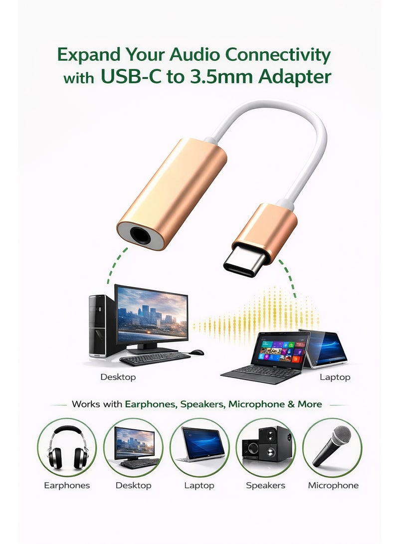 ​كابل كونف محول صوت من النوع C إلى 3.5 ملم - بطاقة صوت خارجية (منفذ AUX أنثى) - Image 3