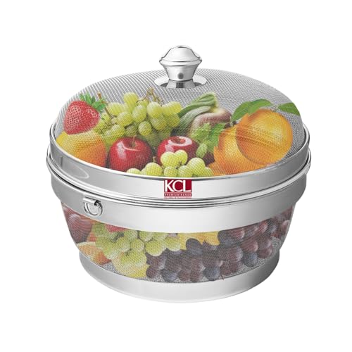 KCL Stainless Steel - Miska Fruit & Vegetable Storage Basket with Lid | 12 Inch Premium Mesh Basket | Vegetables & Fruit Basket for Dining Table & Kitchen | Must Have Kitchen Essential - Image 1