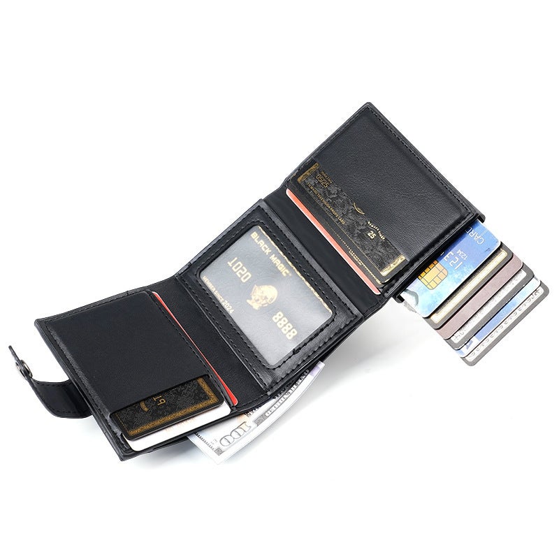 Multifunctional Solid Color PU Leather Wallet, RFID Blocking Design Portable Daily Storage Purse for Cards Cash Coin Business Use - Image 3
