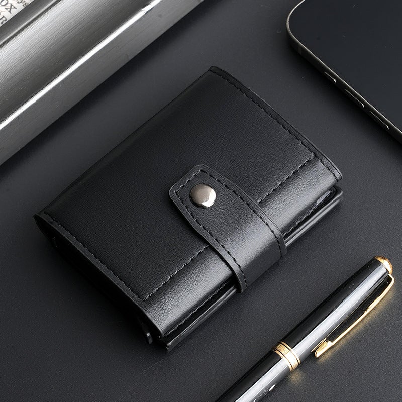 Multifunctional Solid Color PU Leather Wallet, RFID Blocking Design Portable Daily Storage Purse for Cards Cash Coin Business Use - Image 1