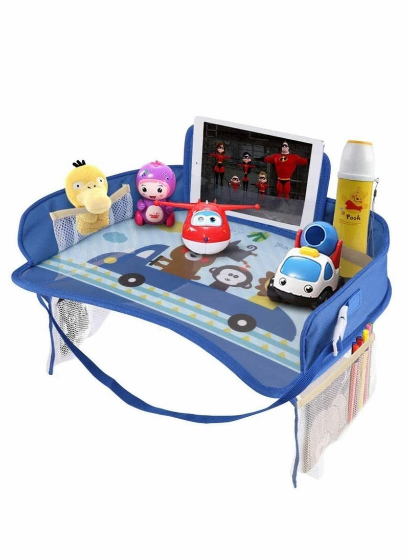 Travel Tray for Car Transparent Erasable Drawing Surface Seat Travel Tray with Mesh Pockets, Car Seat Activity Play Tray Organizer for Children Toddler  - Image 1