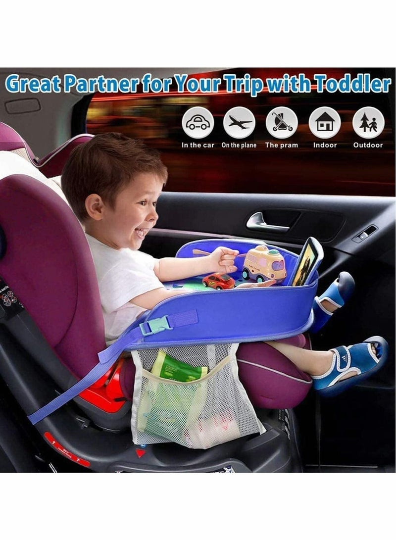 Travel Tray for Car Transparent Erasable Drawing Surface Seat Travel Tray with Mesh Pockets, Car Seat Activity Play Tray Organizer for Children Toddler  - Image 2