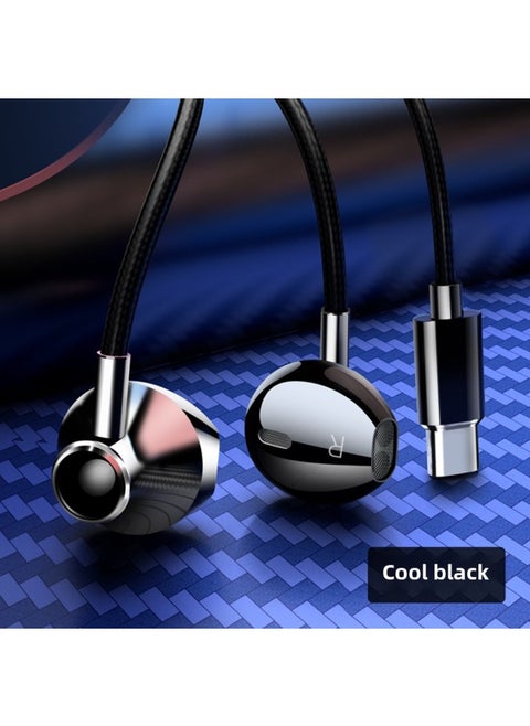 BNR Headphones Are Suitable For Huawei Eight Nuclear High-quality Apple Wire-controlled Gaming Computer Mobile Phone Earplugs-Color:S6 Type-C Digital Edition [Cool Black] Eight Nuclear Subwoofer