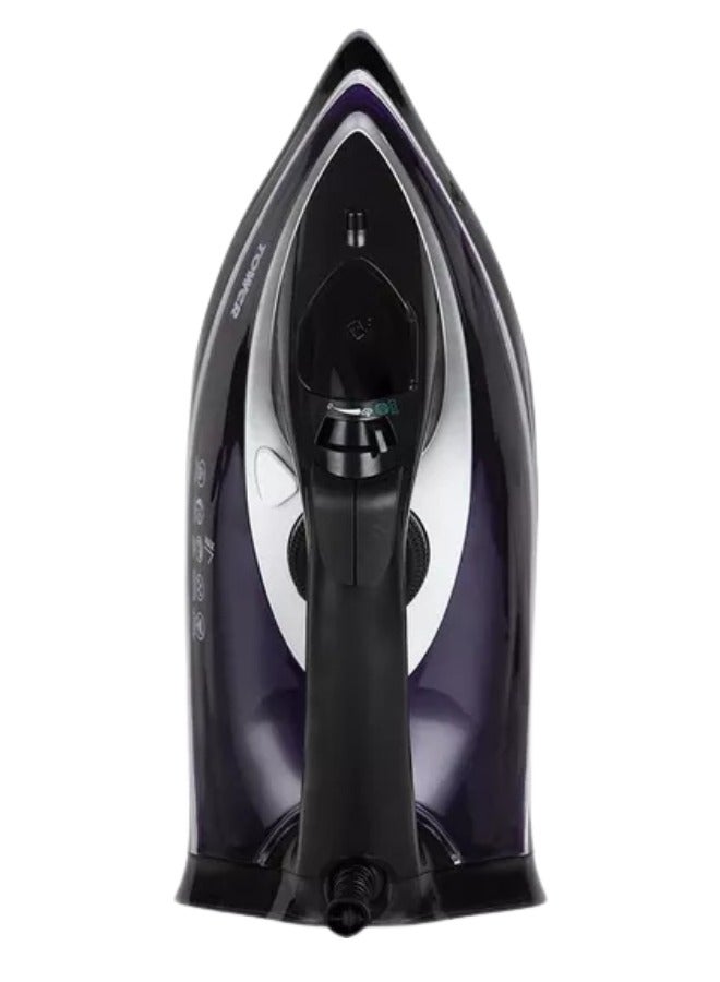 Tower Tower 3100W UltraSpeed Steam Iron with 360ml Water Tank, CeraGlide Ceramic Soleplate, 180g Steam Boost, Vertical & Horizontal Steaming, Anti-Drip, Anti-Calc, Self-Clean – Black/Purple  - Image 1