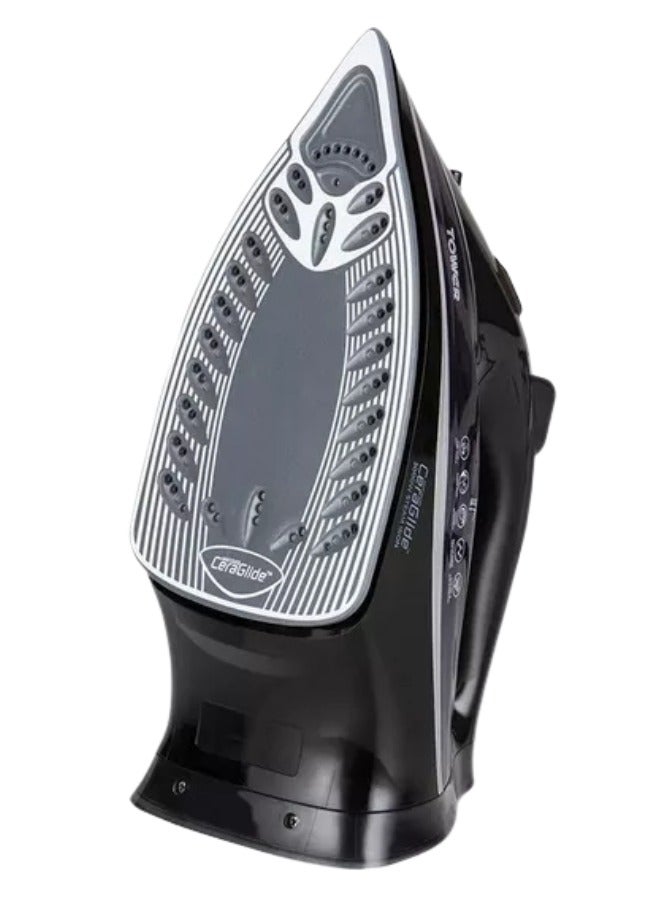 Tower Tower 3100W UltraSpeed Steam Iron with 360ml Water Tank, CeraGlide Ceramic Soleplate, 180g Steam Boost, Vertical & Horizontal Steaming, Anti-Drip, Anti-Calc, Self-Clean – Black/Purple  - Image 2