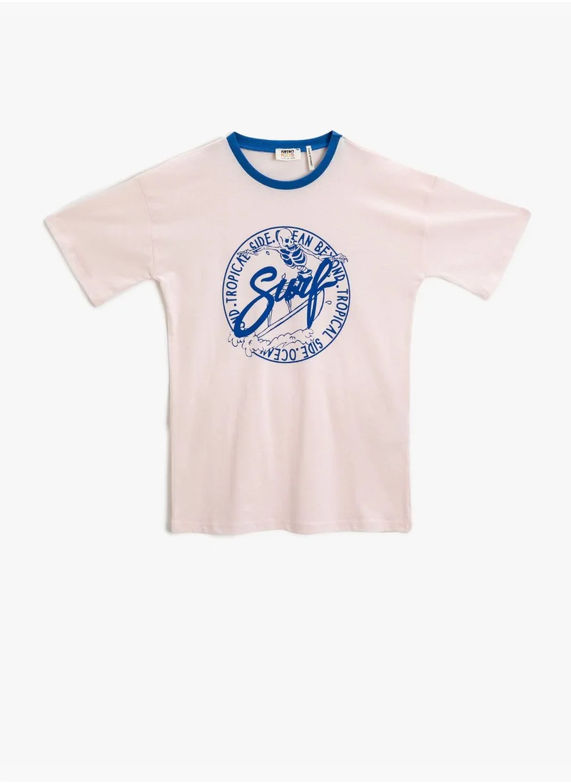 كوتون Printed T-Shirt Crew Neck Cotton