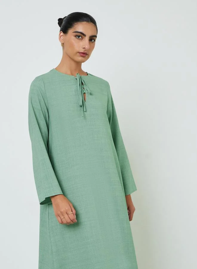 Amirah Green Tasseled Hem A-Line Jalabiya