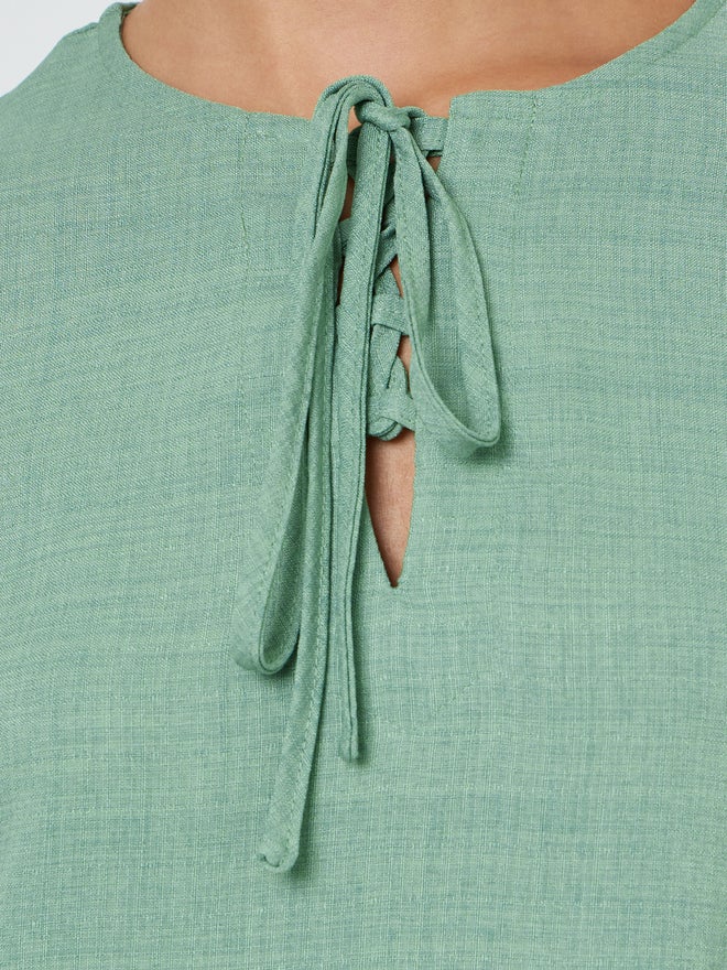 Styli Green Tasseled Hem A-Line Jalabiya - Image 4