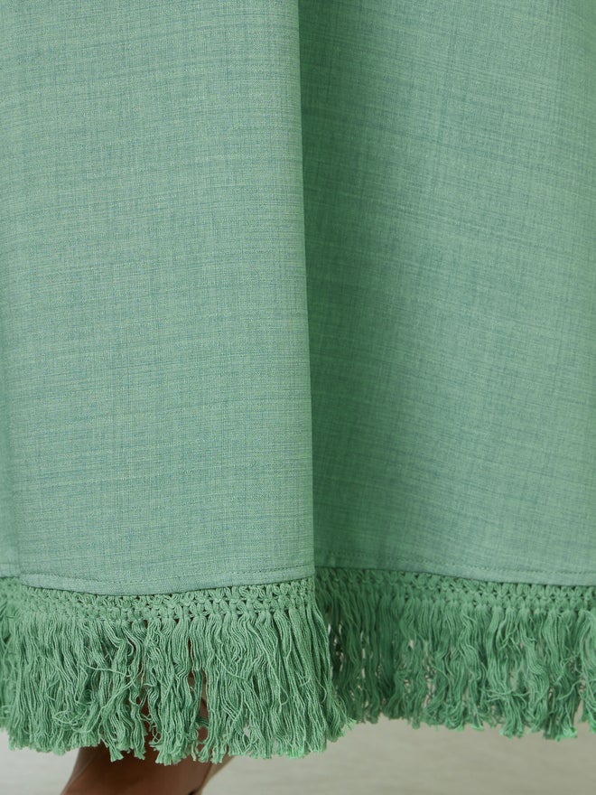 Styli Green Tasseled Hem A-Line Jalabiya - Image 5