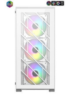 fsp fsp Mid Tower Gaming Case (CMT 192), Support ATX, Micro ATX, Mini-ITX Motherboard, 4 x RGB Fan, USB3.0, 160mm Cooler Height, 245mm VGA length | CMT 192 WHITE  - Image 1