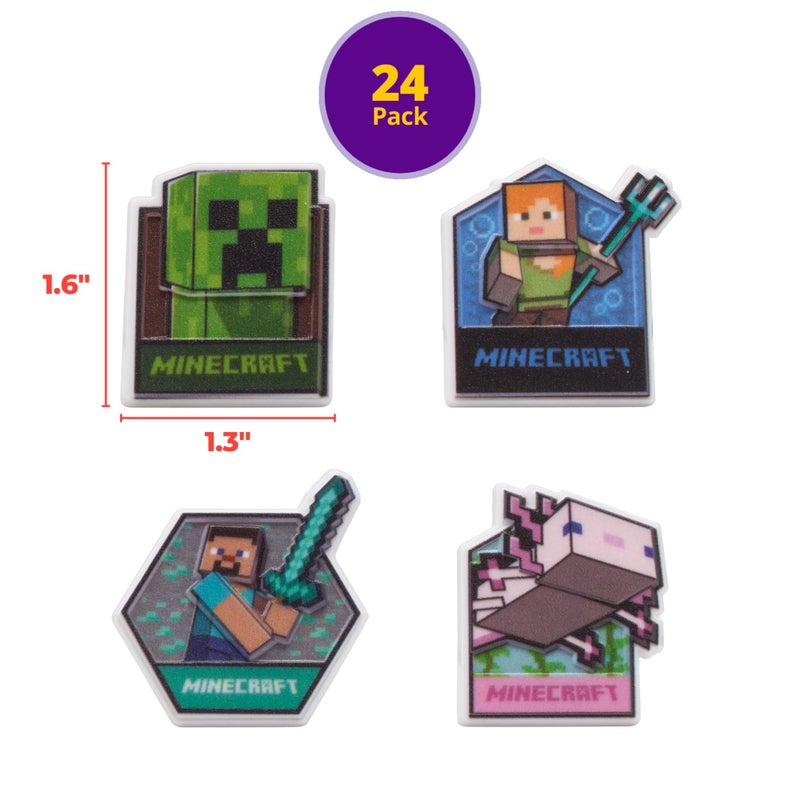 DecoPac Minecraft Lush Finds Rings, Cupcake Decorations Featuring Creeper, Alex, Steve and Axolotl! Multicolored 3D Food Safe Cake Toppers â€“ 24 Pack - Image 4