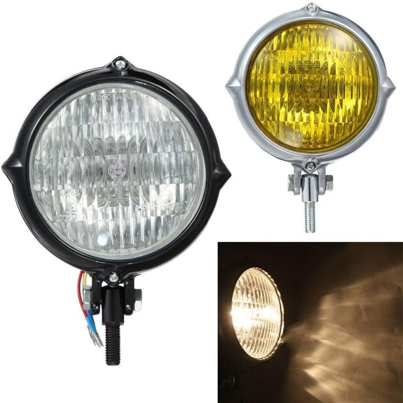Yurefax 5.3" Vintage Motorcycle Headlight with Yellow Light - Image 3
