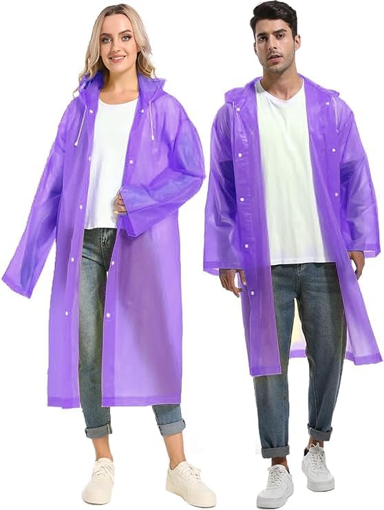 Krystle Unisex Rayon Standard Length Waterproof Rain Coat Hooded Universal Outdoor Water Resistant Rainwear Suit (Pack of 1) (Universal, Purple), Free Size - Image 2