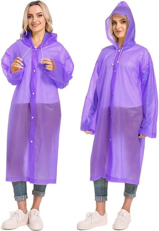 Krystle Unisex Rayon Standard Length Waterproof Rain Coat Hooded Universal Outdoor Water Resistant Rainwear Suit (Pack of 1) (Universal, Purple), Free Size - Image 5