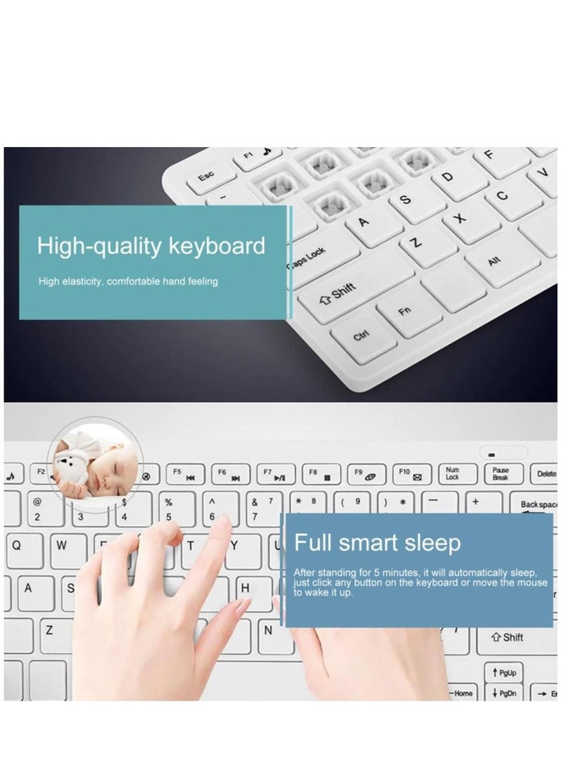 Haing - Mini Wireless Keyboard Mouse Set 2.4GHz Ultra Slim Thin Flat & Quiet Wireless Keyboard & Mouse Combo for Windows Laptop Notebook PC Desktop Computer - Image 1