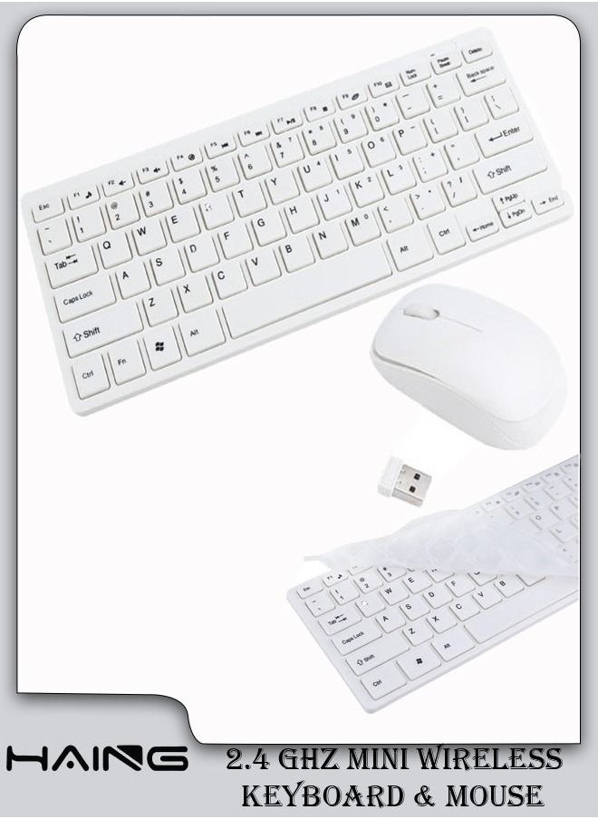 Haing - Mini Wireless Keyboard Mouse Set 2.4GHz Ultra Slim Thin Flat & Quiet Wireless Keyboard & Mouse Combo for Windows Laptop Notebook PC Desktop Computer - Image 1