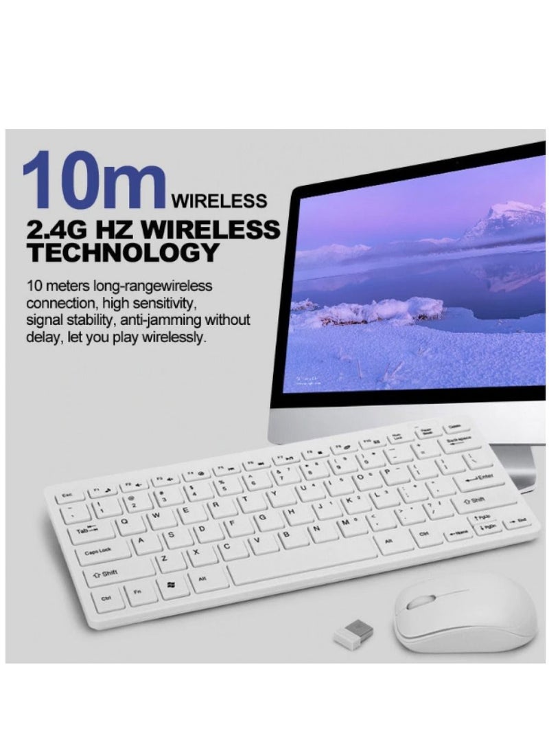 Haing - Mini Wireless Keyboard Mouse Set 2.4GHz Ultra Slim Thin Flat & Quiet Wireless Keyboard & Mouse Combo for Windows Laptop Notebook PC Desktop Computer - Image 1