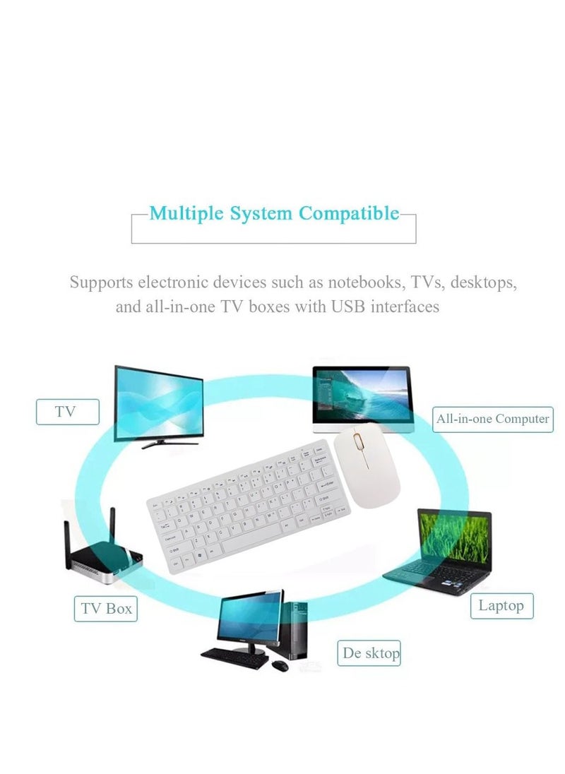 Haing - Mini Wireless Keyboard Mouse Set 2.4GHz Ultra Slim Thin Flat & Quiet Wireless Keyboard & Mouse Combo for Windows Laptop Notebook PC Desktop Computer - Image 1