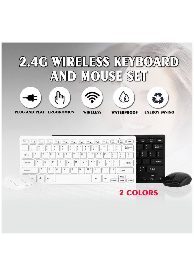 Haing - Mini Wireless Keyboard Mouse Set 2.4GHz Ultra Slim Thin Flat & Quiet Wireless Keyboard & Mouse Combo for Windows Laptop Notebook PC Desktop Computer - Image 1