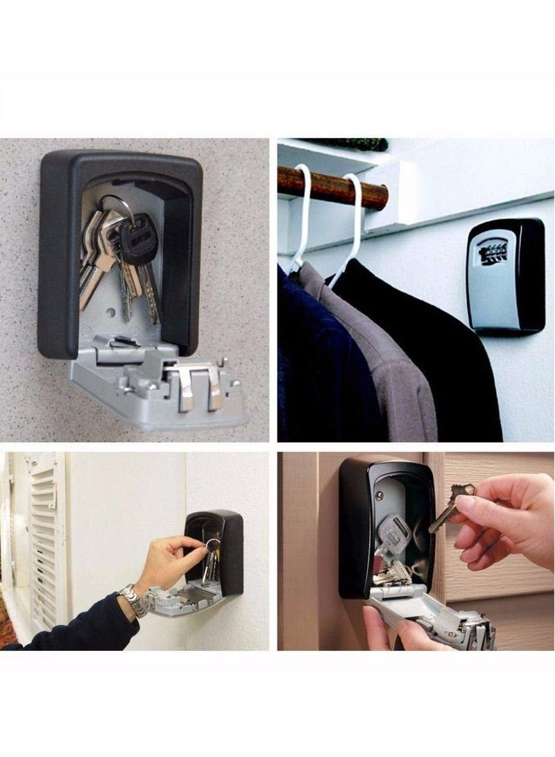 Safe Key Box Wall Mounted 4 Password Keys Combination Lock Metal Alloy Storage Store Key Storage Organizer Security Lock Boxes - Image 2