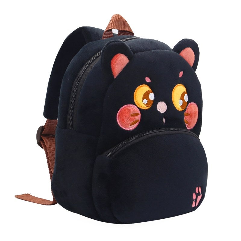 Plush Kids Backpack, Black Cat Animal Design, Soft Lightweight School Bag for Toddlers and Preschool Kids - Image 2