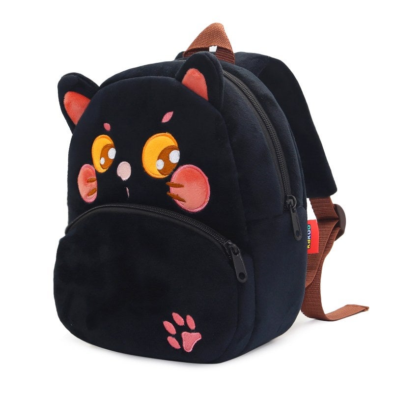 Plush Kids Backpack, Black Cat Animal Design, Soft Lightweight School Bag for Toddlers and Preschool Kids - Image 3