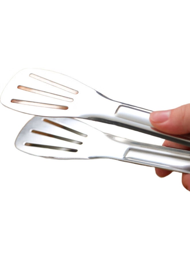 Onlycook 304 Stainless Steel Steak Tongs, Barbecue Tongs, Bread Tongs, Pancake Tongs, Extended And Thickened Heat-Resistant Tongs, Small Size - Image 2