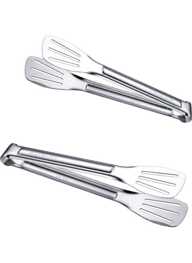 Onlycook 304 Stainless Steel Steak Tongs, Barbecue Tongs, Bread Tongs, Pancake Tongs, Extended And Thickened Heat-Resistant Tongs, Small Size - Image 1