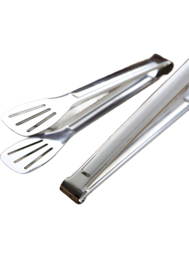 Onlycook 304 Stainless Steel Steak Tongs, Barbecue Tongs, Bread Tongs, Pancake Tongs, Extended And Thickened Heat-Resistant Tongs, Small Size - Image 3