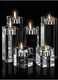 Crystal Candle Holders Set of 6 Clear Tea Light Candle Holders Square Candle Stand Glass Votive Candlestick Holders Centerpiece Table Decorations for Wedding Dining Living Room 1.57 in 3.15 in 3.94 in - pzsku/ZE908C50AF2CE61C63364Z/45/_/1693218947/e92e3d07-af7d-40c9-a86e-e1d79e263b9a