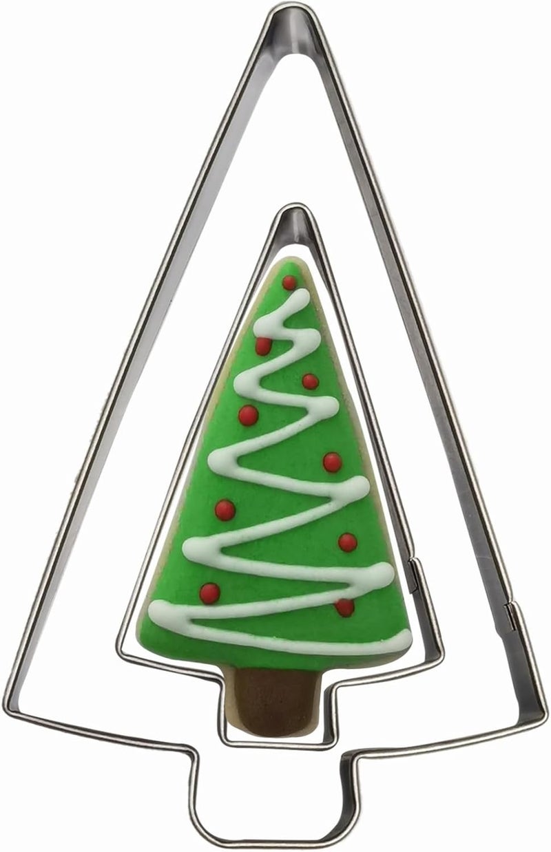 Comais Tree Shaped Cookie Cutters Set of 2 pcs Stainless Steel Christmas Tree Fondant Cutter Molds Baking DIY Shape C - Image 1